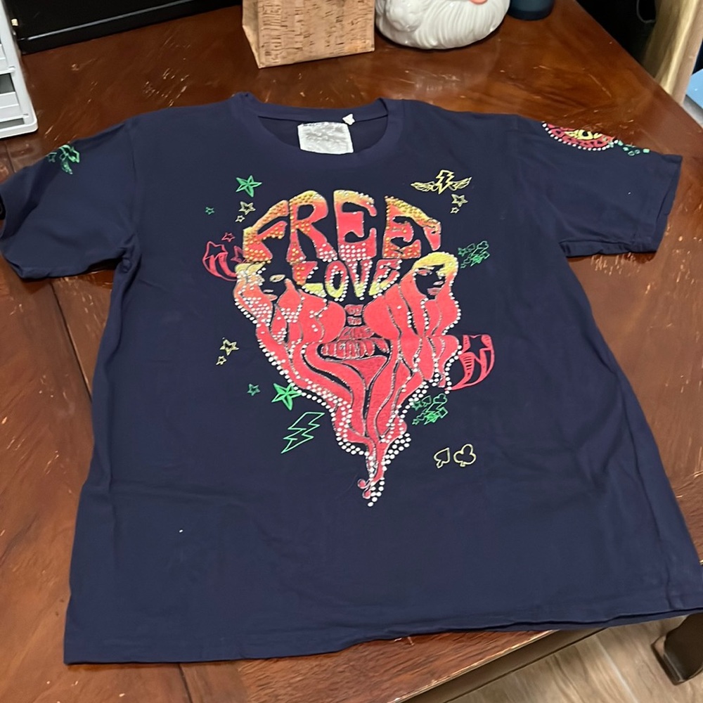 Vintage Y2K Beaded T Shirt-FreeLove in the Meadow by Sacred Cult